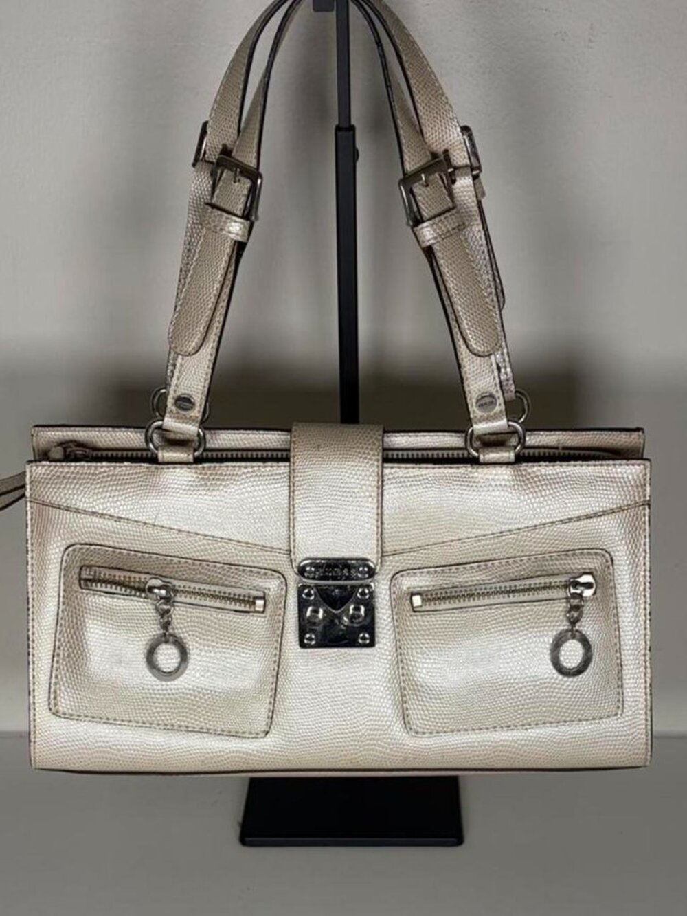 2000s Leather Buckle Closure Shoulder Bag